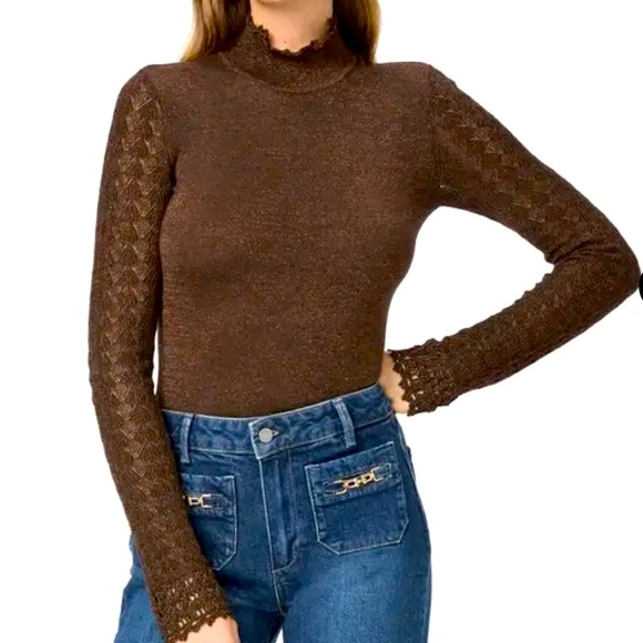 NEW PAIGE Stephanie Sparkly Knit Turtleneck Top - Picture 1 of 7